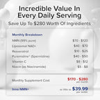 InnoSupps Inno NMN+ Supplement 500mg with NAD+ for Brain Function, Anti Aging & Cell Regeneration, Supports Cellular Energy, Muscle & Heart Health, w/Resveratrol, Niacin, & Vitamin C - 90 Servings