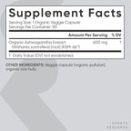 Sports Research® Organic Ashwagandha – Adaptogen for Relaxation, Calm & Sleep Support – Made with Organic KSM-66® – 600 mg – Non-GMO Verified, Gluten-Free, Certified Vegan – 90 Veggie Capsules
