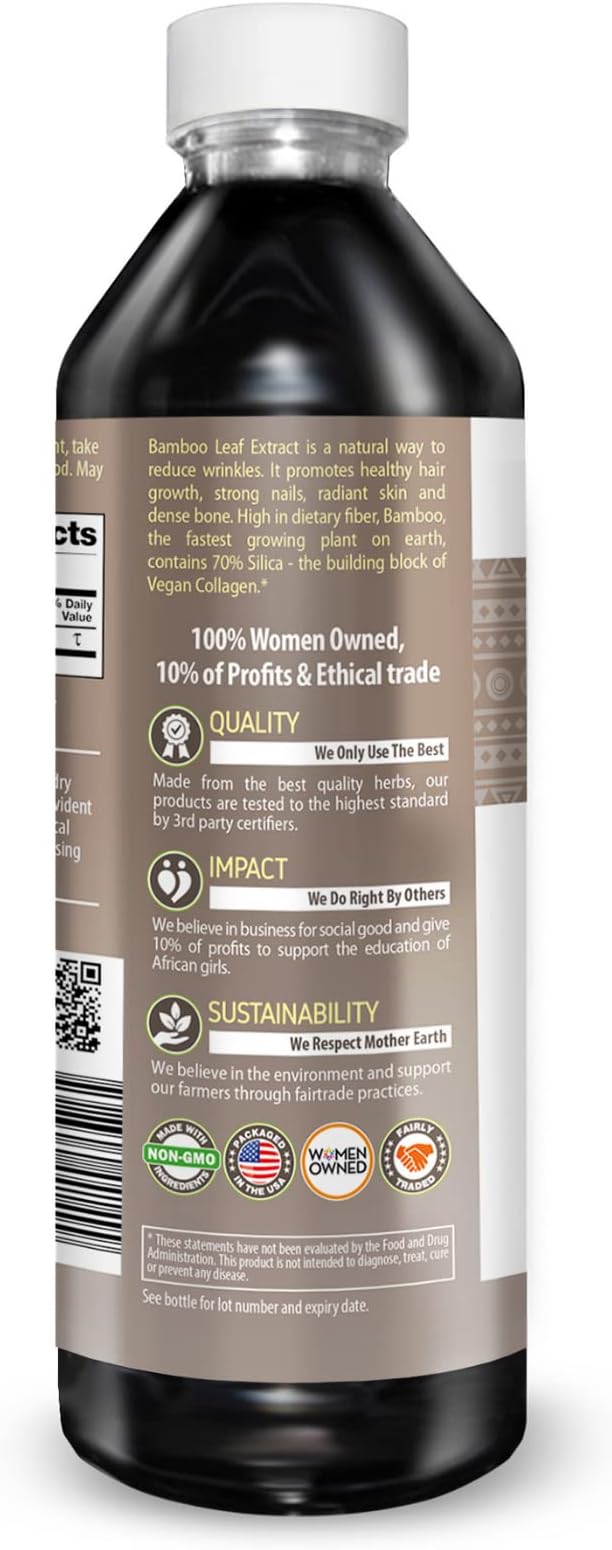 Herbal Papaya Bamboo Silica Supplements Organic Extract 12oz - Liquid Silica with Organic Hair, Skin and Nails Vitamins As Well As Bone and Joint Support