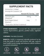 Ubiquinol CoQ10 200mg - High Absorption with Black Pepper Extract & Coconut MCT Oil - 120 Softgels, Lab-Tested, No Seed Oils, Non-GMO - Heart and Energy Support
