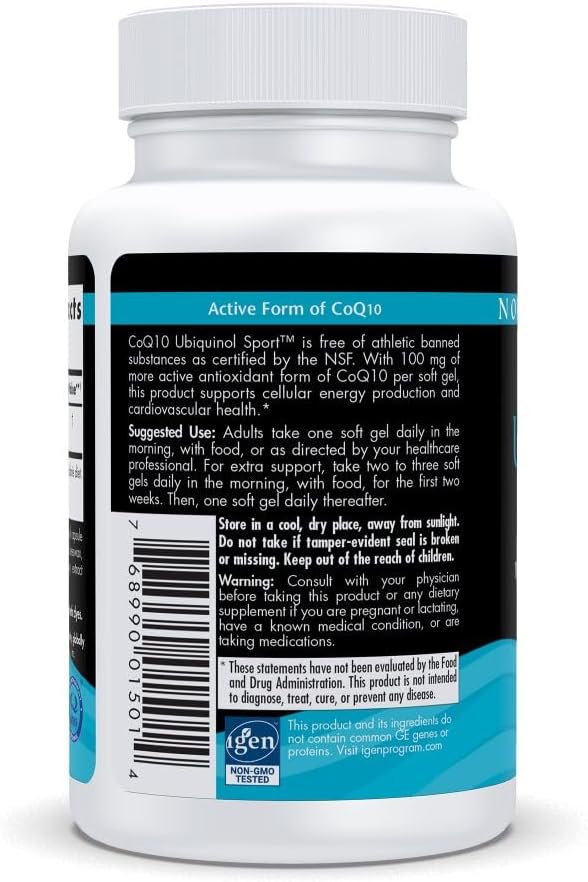 Nordic Naturals Nordic CoQ10 Ubiquinol Sport - 60 Mini Soft Gels - 100 mg Ubiquinol - Heart Health, Physical Performance, Cellular Energy Production - Non-GMO - 60 Servings
