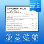 NMN Capsules 250mg with 5-in-1 NAD+ Precursor Complex | Supplement with NMN, Resveratrol, TMG & CoQ10 | Supports NAD Levels, DNA Maintenance & Anti-Aging |Non-GMO, 60 Capsules