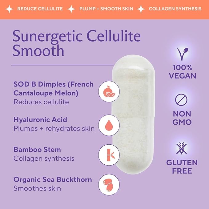 Premium Cellulite Supplement – Anti Cellulite Capsules For Women – Supports Skin Smoothing, Smooth Legs, Reduces Cellulite & Promotes Collagen Production – With Clinically Studied Melon SOD – 30 Count