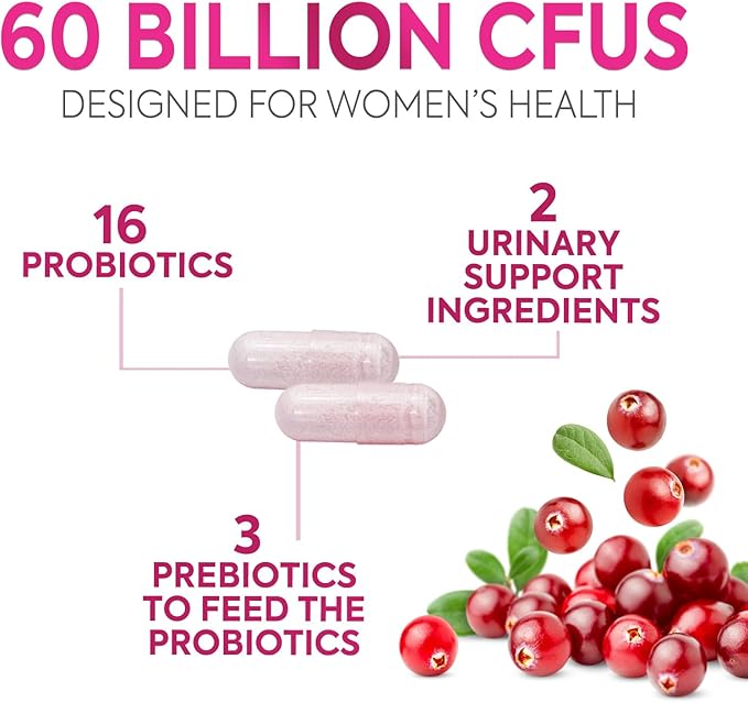 Probiotics For Women 60 Billion CFU Per Serving - Women's Probiotic For Digestive Health 16 Unique Strains - Daily Vaginal PH Balance & Feminine Health Support, Womens Probiotic - 120 Capsules