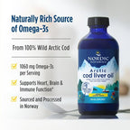 Nordic Naturals Arctic Cod Liver Oil, Lemon - 8 oz - 1060 mg Total Omega-3s with EPA & DHA - Heart & Brain Health, Healthy Immunity, Overall Wellness - Non-GMO - 48 Servings