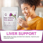 Organic Milk Thistle Tea Bags, 40 Teabags, 3g/Bag - Supports Liver Function, Liver Detox and Overall Health, Certified Free