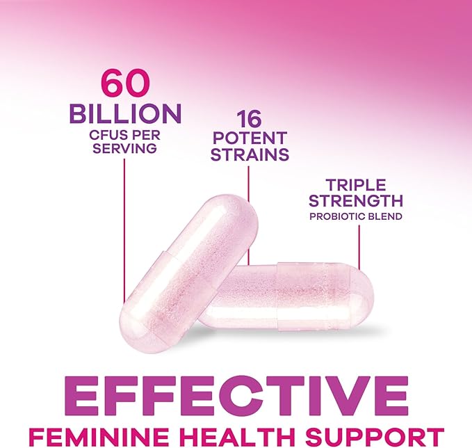 Probiotics 60 Billion CFU Per Serving for Women - 16 Unique Strains, Prebiotics Cranberry & Lactobacillus, PH Balance, Digestive & Gut Health, Vaginal & Immune Support, Women's Probiotic - 60 Capsules