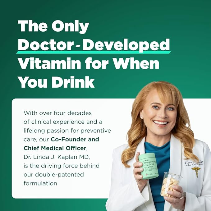 H-PROOF The Anytime You Drink Vitamin, Liver Health & Immunity Support with Electrolytes, Milk Thistle, and Vitamins B & C - 40 Chewable Tablets (20 Servings), Vegan, Green Apple