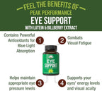 Peak Performance Eye Vitamins - Macular Support Supplement with Lutein, Zeaxanthin, Astaxanthin, Carotenoids, Bilberry Extract. Capsules for Aging Eyes, Computer, Smartphone Users. Avoid Degeneration