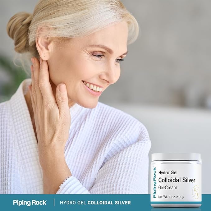 Piping Rock Colloidal Silver Cream | 4 oz | for Skin | Hydro Gel Cream | Non GMO, Gluten Free