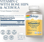 SOLARAY Vitamin C w/Rose HIPS & Acerola | 1000mg | Two-Stage Timed-Release Healthy Immune Function, Skin, Hair & Nails Support | Non-GMO | 250ct