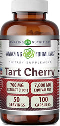 Amazing Formulas Tart Cherry 700 Mg | 10:1 Extract | 100 Capsules Supplement | Non-GMO | Gluten-Free | Made in the USA