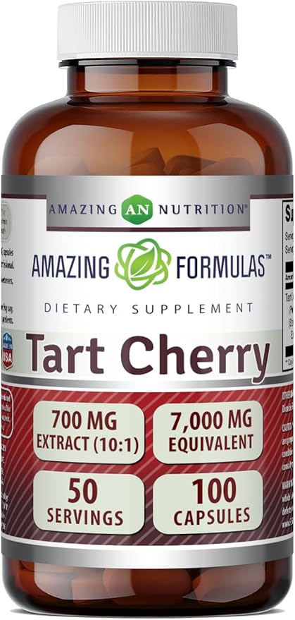 Amazing Formulas Tart Cherry 700 Mg | 10:1 Extract | 100 Capsules Supplement | Non-GMO | Gluten-Free | Made in the USA