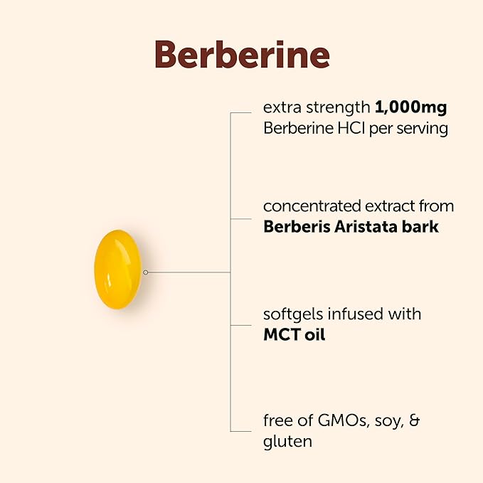 Micro Ingredients Berberine 1000mg with MCT Oil, 120 Softgels | Berberine HCI from Berberis Aristata | Non-GMO, Gluten Free, No Soy