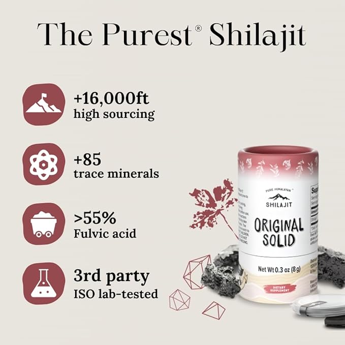 Pure Himalayan Shilajit, Original Solid, Organic Source of Fulvic Acid & Trace Minerals, Widely Used in Ayurveda (36g, Pack of 1)