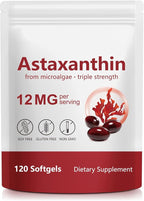 Astaxanthin Supplements 12mg, Premium Astaxanthin Antioxidant Supplements, Support Eye, Brain, Joint, Skin Health, 4 Month Supply, 120 Softgels, Easy to Swallow, Non-GMO