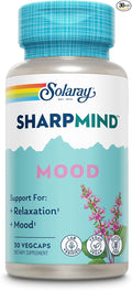 SOLARAY SharpMind Mood Support Supplement, Nootropic for Relaxation and Emotional Well-Being, Zembrin, Holy Basil, Lithium 5mg, Organic Reishi Mushroom, 60 Day Guarantee, 30 Servings, 30 VegCaps