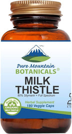 Pure Mountain Botanicals High Potency Milk Thistle -180 Kosher Vegan Capsules with 450mg Organic Milk Thistle Seed and Extract