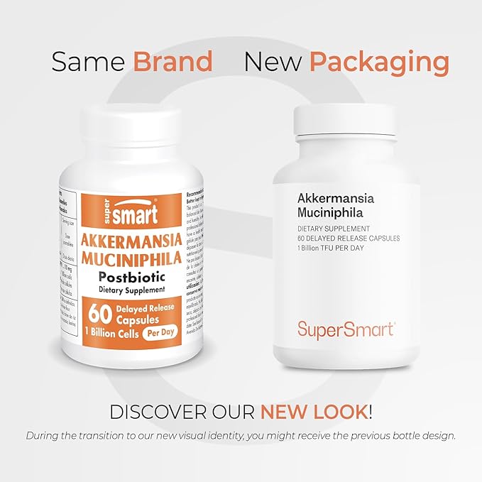 Supersmart Akkermansia Muciniphila 1 Billion TFU per Day (Pasteurized Probiotic) - Enhanced Absorption - Postbiotic Supplement | Non-GMO & Gluten Free - 60 Delayed Release Capsules