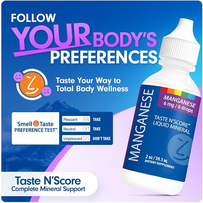 Taste N' Score Manganese Liquid Ionic Mineral Supplement; 100% Pure; 6 mg; 118 Servings