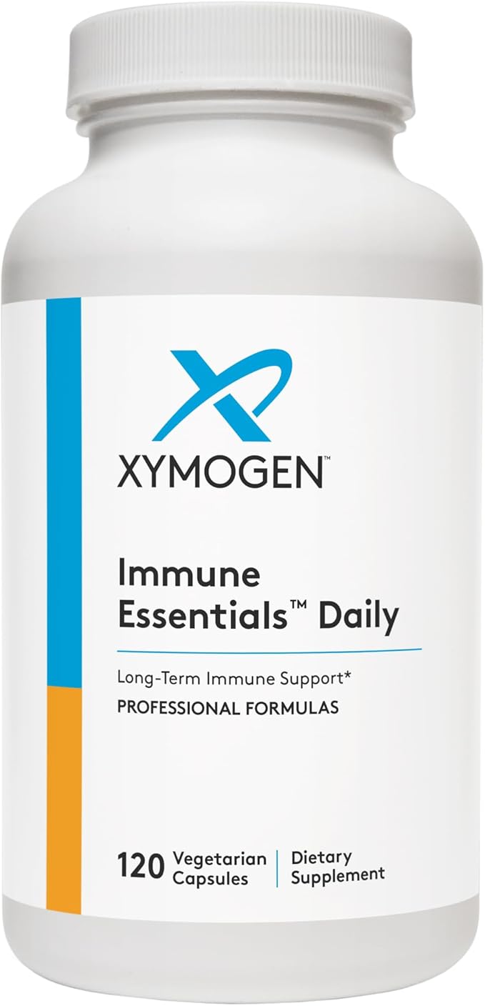 XYMOGEN Immune Essentials Daily - Vitamin C, Zinc & Quercetin - Daily Immune, Antioxidant & Respiratory Support - Long-Term Immune Nutrition - Vegan & Gluten-Free - 120 Capsules