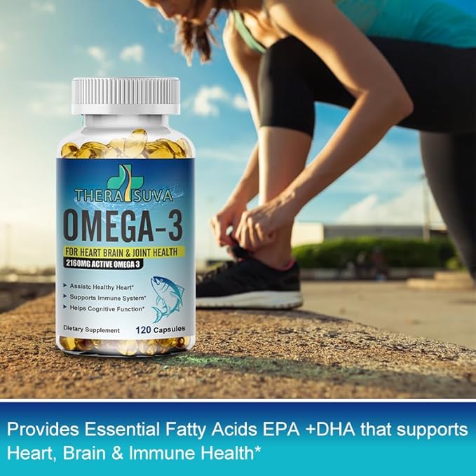 Triple Strength Premium Fish Oil, Omega-3 2160mg, EPA 1296mg + DHA 864mg, Natural Supplement for Healthy Heart & Brain Support, 2 Month Supply, 120 Softgels