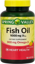 Omega 3 Fish Oil 1000mg – 60 Softgels, Omega-3 Supplements for Women and Men, Fish Oil Fatty Acid, Daily Essential Supplement (Pack of 1)