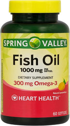 Omega 3 Fish Oil 1000mg – 60 Softgels, Omega-3 Supplements for Women and Men, Fish Oil Fatty Acid, Daily Essential Supplement (Pack of 1)