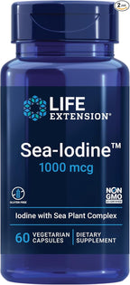 Life Extension Taurine 1000mg and Sea-Iodine 60 Capsules Supplement Bundle