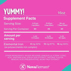 NovaFerrum Yummy 16 Fl Oz | Liquid Iron Supplement for Ages 4 & Up | 18mg of Iron/Tbsp | Gluten Free | Sugar-Free | Raspberry Grape