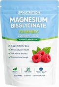 Spnutrition Magnesium Bisglycinate Gummies with 400mg Magnesium Bisglycinate Chelate,Sea Salt,Raspberry Fruit Powder,Improve Sleep,Vegan,Non-GMO,Daily Mineral Support,60 Count