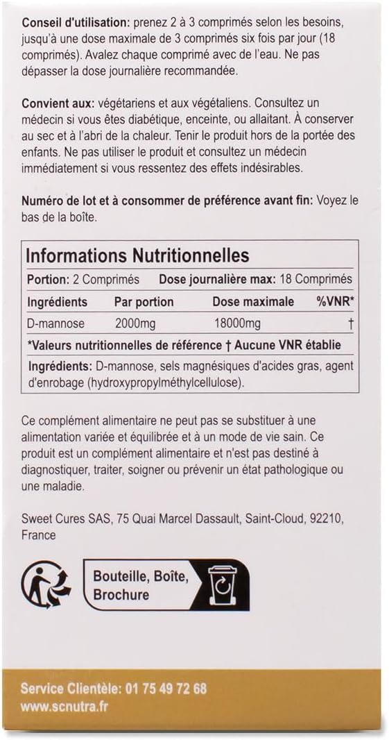 sc nutra Waterfall D-Mannose 1000mg Tablets - Value Pack 90 Tablets
