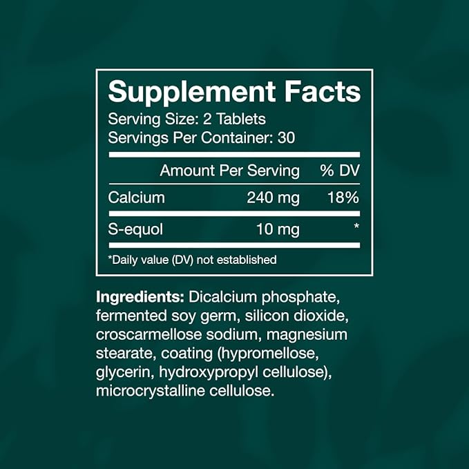 EQUELLE Multi-Symptom Perimenopause & Menopause Relief Relief from Hot Flashes, Muscle Aches & Supports More Sleep. Hormone-Free, Plant-Based S-Equol – 2 Month Supply (120 Tablets)