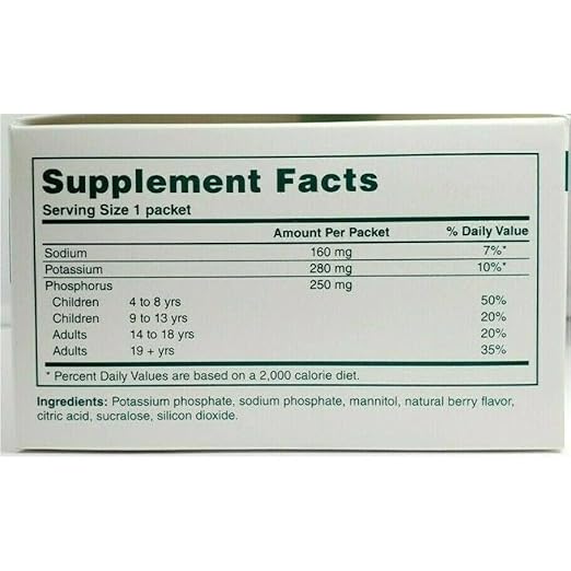 MCK27102700 - Cypress Pharmaceutical Phos-NaK Dietary Supplement Sodium/Potassium/Phosphorus 160 mg - 280 mg - 250 mg Unit Dose, Oral Powder Concentrate Packet Fruit Flavor