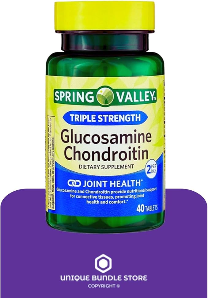 Glucosamine Chondroitin Triple Strength 40 Tablets, Glucosamina Suplemento, 1400mg Glucosamine + 1200mg Chondroitin, Daily Joint Support, Gluten Free (Pack of 2)
