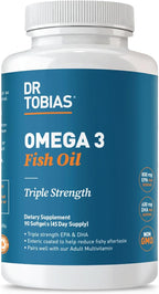 Dr. Tobias Omega 3 Fish Oil 2000mg Triple Strength with 800mg EPA 600mg DHA Per Serving | Fish Oil Omega 3 Supplements for Heart Brain & Immune Support - 90 Softgels (45 Servings)