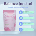 B-FIT B Inositol Balance - Inositol 40:1 Myo & D-Chiro - Supports Hormone Balance and Ovarian Health - Powdered Food Supplement - Berry Flavor - Folic Acid - 150g