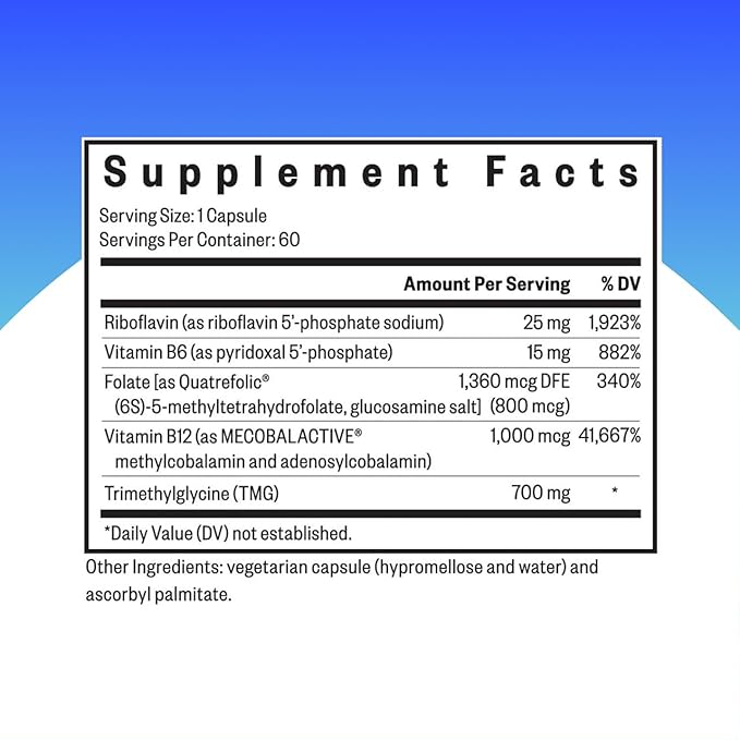 Seeking Health Homocysteine Nutrients - Supplement Formula with L-Methylfolate & Vitamin B12, B6 & B2 - Supports Healthy Cognition & Brain Function - Aids Homocysteine Metabolism - 60 Capsules