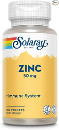 Zinc 50mg Solaray 100 Veg Cap - Pack of 3