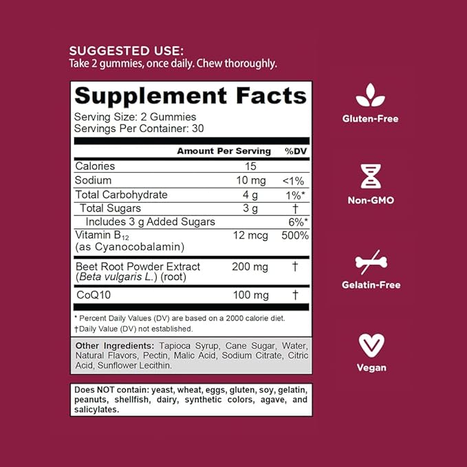 Goli Nutritional Supplement, Beets Cardio Gummy - 300 Count(5 Pack of 60) - 100mg CoQ10 & Beet Root Extract - Gluten-Free, Vegan, Non-GMO, and Gelatin-Free. Nature's Great Superfood.