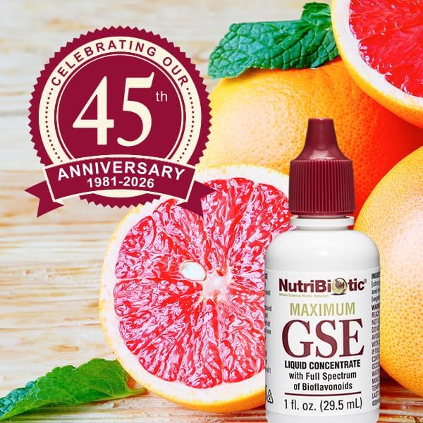 NutriBiotic – Maximum GSE, 1 Oz Liquid | Grapefruit Seed Extract Premium Concentrate with Bioflavonoids | Highly Potent, Vegan, Gluten Free & Non-GMO