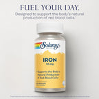 SOLARAY Iron Capsules 50mg - Iron Supplement for Women and Men w/Parsley and Yellow Dock Root, Supports Body's Natural Production of Red Blood Cells, 60-Day Guarantee, 60 Servings