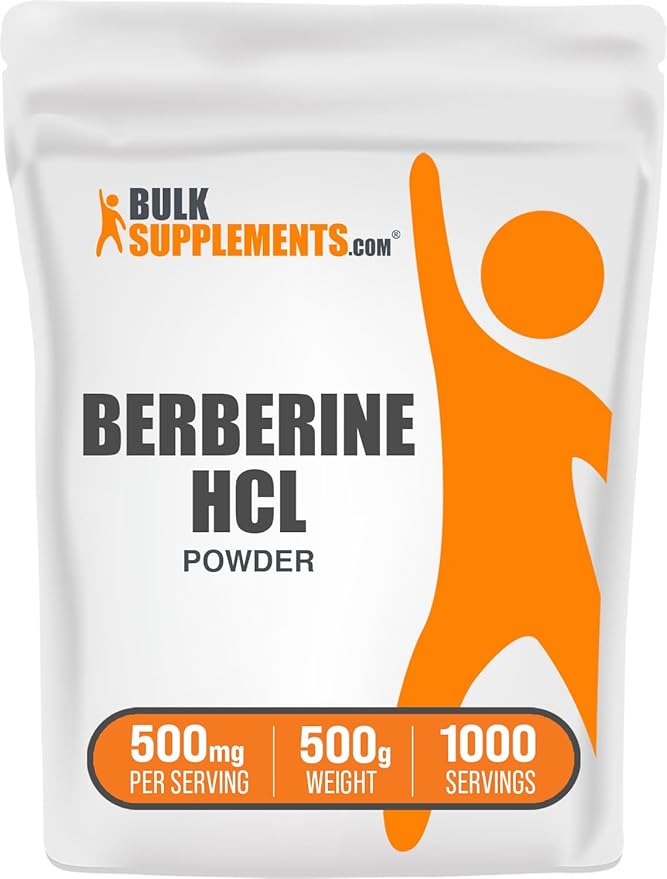 BulkSupplements.com Berberine HCl Powder - Berberine Supplement, Berberine Powder - Gluten Free, 500mg per Serving, 500g (1.1 lbs) (Pack of 1)