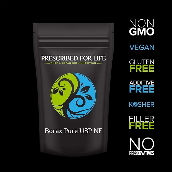 Prescribed for Life Borax Powder, Pure USP NF Grade All Natural Sodium Borate Powder, Household Laundry Booster, Slime Activator & Multipurpose Cleaning Powder (1kg / 2.2lb)