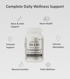 Vitamin D3 + K2 Complex with Zinc, Magnesium & Selenium | Immune, Heart, Bone, Energy & Stress Support | Relaxation & Sleep Aid | 5000 IU D3 + MK-7