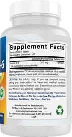 Best Naturals Vitamin b6 200mg for Adults, 120 Tablets (120 Count (Pack of 1))