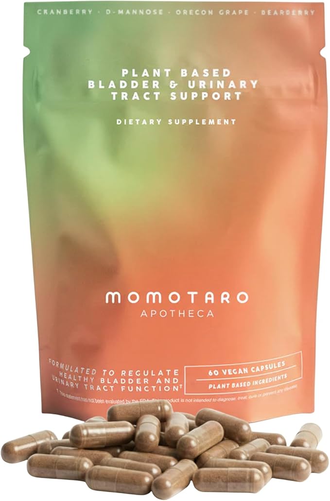 MOMOTARO APOTHECA Urinary Health Supplement, Natural Vaginal & Bladder Health, Urinary Tract Supplements - Cranberry, D Mannose, Vegan - Natural Support for Vaginal Health, pH Balance 60 Capsules