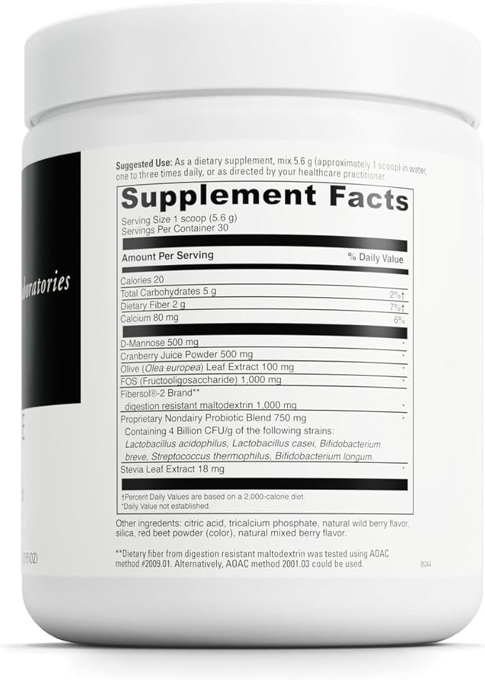 DAVINCI Labs D-Mannose Complex - Powder Drink Mix Supports Immune System & Urinary Tract Health* - Bladder Health Aid with Calcium, Cranberry Juice Powder & Prebiotic Fiber* - 30 Servings (168.57 g)