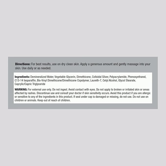 Piping Rock Colloidal Silver Cream | 4 oz | for Skin | Hydro Gel Cream | Non GMO, Gluten Free