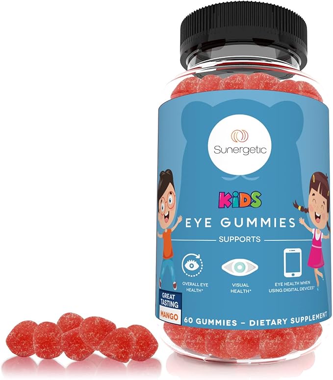 Sunergetic Premium Eye Support Gummies for Kids - Lutein with Zeaxanthin Supports Overall Eye Health, Vision & Macular Health–Clinically Studied Lutein & Zeaxanthin with Lutemax 2020-60 Gummies